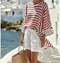 Load image into Gallery viewer, Women’s Striped Ramie Bamboo Two Piece Set
