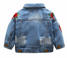 Load image into Gallery viewer, Modern Luxury Baby Girls Outerwear Jeans Coat Ripped Embroidery Jackets For Girls With Roses
