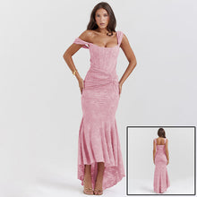 Load image into Gallery viewer, Mozision Off-shoulder Backless Sexy Evening Dress For Women Purple Sleeveless Strapless Ruched Bodycon Club Party Dress
