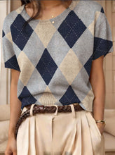 Load image into Gallery viewer, Women's Retro Short-Sleeve Jacquard Knit Top
