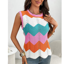 Load image into Gallery viewer, Women’s Rainbow-Striped Cropped Sweater Vest
