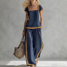 Load image into Gallery viewer, Solid Color Shirt &amp; Wide-Leg Trousers Two-Piece Set
