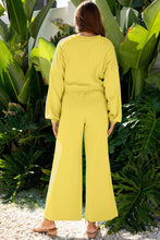 Load image into Gallery viewer, Solid Puff Sleeve Top and Drawstring Pants Set
