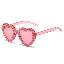 Load image into Gallery viewer, Peach Heart Rhinestone Sunglasses – Y2K INS Style
