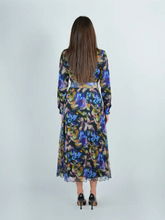 Load image into Gallery viewer, Chiffon Neon Floral Pleated Dress
