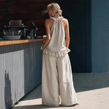 Load image into Gallery viewer, Halterneck Loose Two-Piece Set | Pleated Asymmetric Pocket Set
