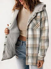Load image into Gallery viewer, Plaid Snap Down Plush Hooded Jacket Soft &amp; Warm Women Outerwear Cozy And Comfortable Jacket
