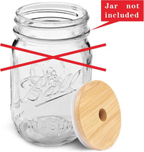 Load image into Gallery viewer, 🌿 Bamboo Mason Jar Lids with Straws – Leak-Proof, Reusable, and Eco-Friendly
