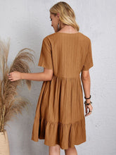 Load image into Gallery viewer, Classic Full Size V-Neck Short Sleeve Dress Casual &amp; Comfortable Dress for Women
