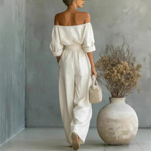 Load image into Gallery viewer, Women's Off-Shoulder Long-Sleeve Top &amp; Wide-Leg Pants Two-Piece Set
