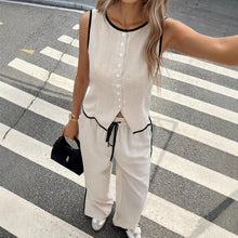 Load image into Gallery viewer, Women's Contrast Color Sleeveless Vest &amp; Drawstring Trousers Suit – 6 Colors S–XXL
