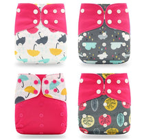 Load image into Gallery viewer, 4PCS/SET Washable Eco-friendly Diaper Ecological Adjustable Nappy Reusable Cloth Diapers Set For Baby and Kids
