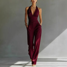 Load image into Gallery viewer, Women’s One-piece Trousers Lace Backless Deep V – High-Waisted Casual Outfit
