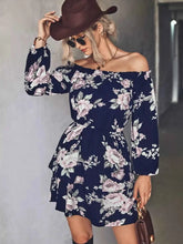 Load image into Gallery viewer, Off-Shoulder Floral Print : Long Sleeve Mini Dress
