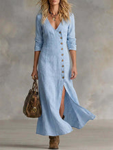 Load image into Gallery viewer, Casual Cotton Linen Long Sleeve Women’s Dress
