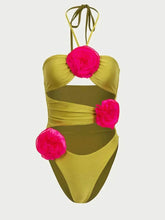 Load image into Gallery viewer, Flower Cutout Halter : Neck One-Piece Swimwear
