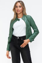Load image into Gallery viewer, Women Classic Snobbish Faux Leather Zip-Up Drawstring Hooded Jacket Edgy &amp; Casual PU Leather Jacket For Streetwear
