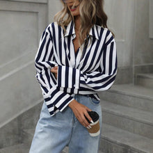 Load image into Gallery viewer, Women's Striped Long-Sleeve Loose Shirt – S–2XL
