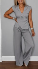 Load image into Gallery viewer, Women's Pleated Vest &amp; Pants Set – Metal Buckle Detail
