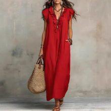 Load image into Gallery viewer, Women's Sleeveless Ruffle Pocket Maxi Dress
