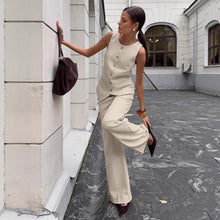 Load image into Gallery viewer, Women's Elegant Sleeveless Vest &amp; Wide-Leg Pants Set – Office 2-Piece
