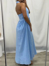 Load image into Gallery viewer, Black Ruched Halter Neck Midi Dress Sleek &amp; Sophisticated Dress For Women
