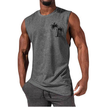 Load image into Gallery viewer, Coconut Tree Embroidery Vest Summer Beach Tank Tops Workout Muscle Men Sports Fitness T-shirt
