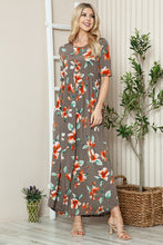 Load image into Gallery viewer, Floral Round Neck Short Sleeve Maxi Tee Dress – Casual and Comfortable Floral Maxi Dress with Relaxed Fit and Short Sleeves
