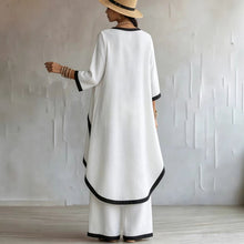 Load image into Gallery viewer, Women's Asymmetric Linen Tunic &amp; Wide-Leg Pants Set

