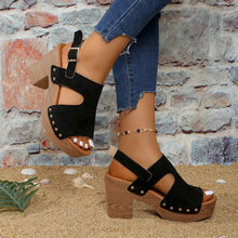 Load image into Gallery viewer, Women's Peep-Toe Chunky Heel Buckle Sandals
