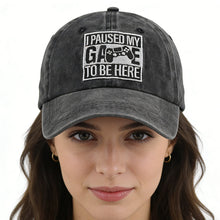 Load image into Gallery viewer, I Paused My Game to Be Here Adjustable Baseball Cap
