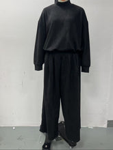 Load image into Gallery viewer, Women's Mock Turtleneck Balloon Sleeve Top &amp; Pleated Wide-Leg Trousers Set
