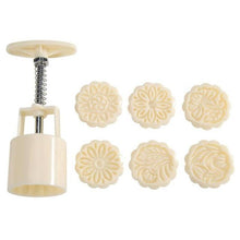 Load image into Gallery viewer, 6pcs/set Flower Shaped Mooncake Mold Cake Mold Hand Pressure Fondant Moon Cake Decorating Tools Cookie Cutter Baking Tool Moon Cake Mold With 6 Stamps Flowers Design Hand Pressure Fondant Decoration Cookie Cutter
