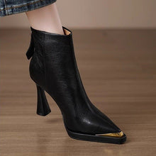 Load image into Gallery viewer, Women’s Pointed-Toe Chunky-Heel Side-Zip Boots
