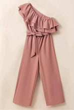 Load image into Gallery viewer, Ruffled Tied : One-Shoulder Jumpsuit
