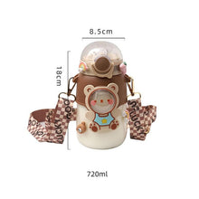 Load image into Gallery viewer, 700ml Kids Water Bottle for School Boys Girl Cup With Straw BPA Free Cute Cartoon Leakproof Mug Portable Travel Drinking Water Bottle with Strap and Stickers Portable Leakproof BPA-Free Drinking Bottle for Girls School Outdoor Sports Travel
