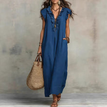 Load image into Gallery viewer, Women's Sleeveless Ruffle Pocket Maxi Dress
