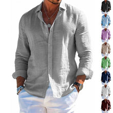 Load image into Gallery viewer, Men's Long Sleeve Shirt Casual Loose Lapel Button Top Solid Color Plus Size Blouse Clothing
