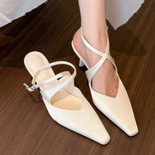 Load image into Gallery viewer, Women's Cross Strap Stiletto Pumps – Pointed Toe Satin High Heels
