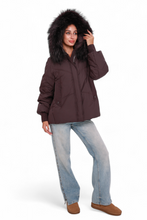 Load image into Gallery viewer, Verbier Genuine Fur Trim Down Fill Jacket in Fig
