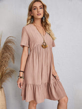 Load image into Gallery viewer, Classic Full Size V-Neck Short Sleeve Dress Casual &amp; Comfortable Dress for Women
