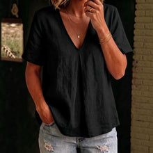 Load image into Gallery viewer, Women's Pleated Cotton-Linen Short-Sleeve Shirt – 5 Colors S–XXL
