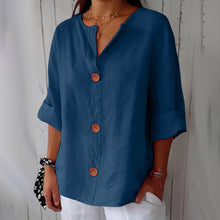 Load image into Gallery viewer, Women's V-Neck Buttoned Blouse
