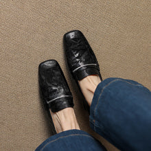 Load image into Gallery viewer, Women’s Sheepskin Square Toe Chunky Heel Pumps
