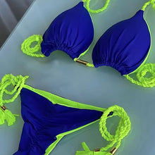 Load image into Gallery viewer, New Festival Flame Halter Bikini Set for Women – Triangle V-Neck Backless Two-Piece Swimsuit with Tie Side Bottoms &amp; Adjustable Lace-Up Fit – Sleek Polyamide Swimwear for Koningsdag/King’s Day &amp; Summer Beach Celebrations
