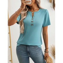Load image into Gallery viewer, Women’s Notch V‑Neck Short‑Sleeve Tunic Top
