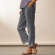 Load image into Gallery viewer, Cropped Pants With Decorative Buttons Along the Side Seams
