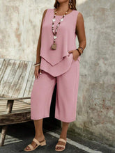 Load image into Gallery viewer, Casual Solid-Colored Sleeveless Top And Cropped Pants Two-Piece Set
