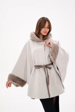 Load image into Gallery viewer, Genuine Mink Fur Double Face Wool Hooded Poncho
