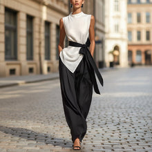 Load image into Gallery viewer, Women's Lace-Up Sleeveless Top &amp; Wide-Leg Pants Two-Piece Set – White
